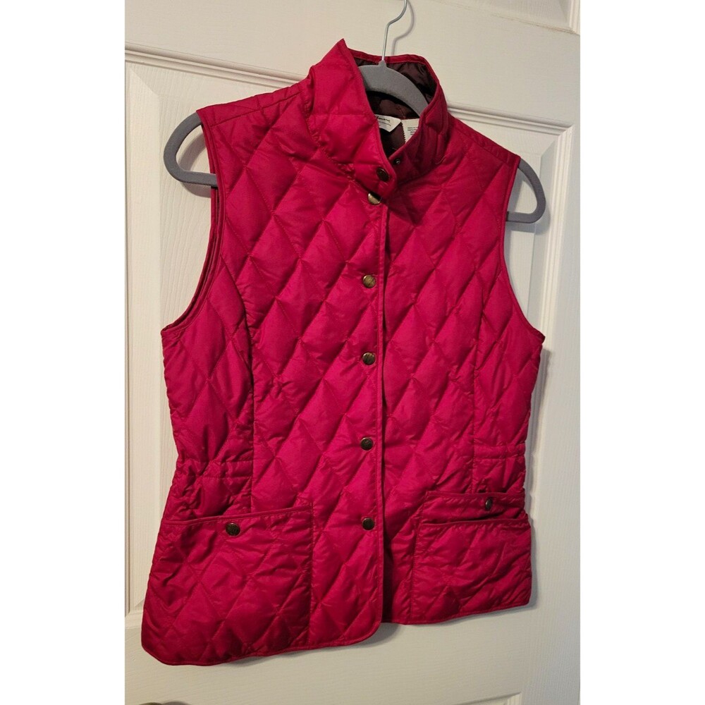 Eddie Bauer 550 Down Quilted Vest Magenta Pink Pockets Women's Medium M Hol 09